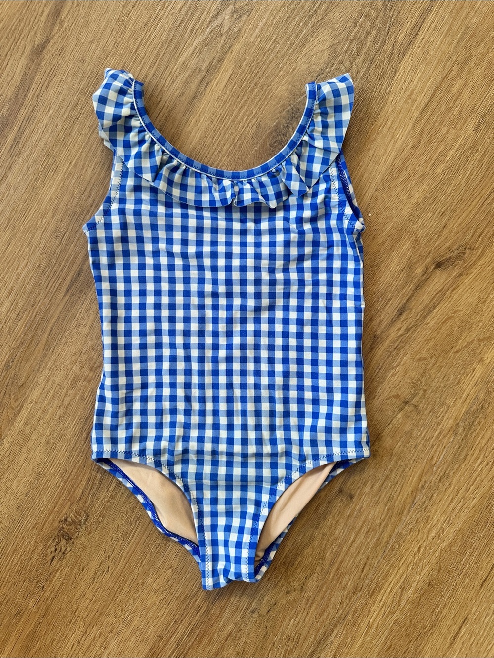 Crewcuts Girls Blue Gingham Ruffle One-Piece Swimsuit 4-5T